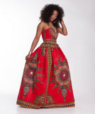 African Boho Women Summer Dresses New Fashion Digital Print Dress Sexy Nightclub Off Shoulder Sleeveless Long Dress Vestidos