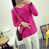 Danjeaner Fashion Casual 9 Colours Women Sweater Pullovers Retro Long Sleeve O-neck Twist Knitted Sweater Casaco Feminino