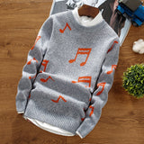 Men's autumn and winter new sweater, personalized print pullover, trend round neck wild knit bottoming shirt