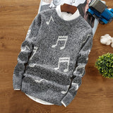 Men's autumn and winter new sweater, personalized print pullover, trend round neck wild knit bottoming shirt