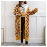HSA Women Long Sweater Cardigans 2018 Autumn Winter Long Sweater Jacket Geometric Knit Cardigans Long Overcoat winter coat woman