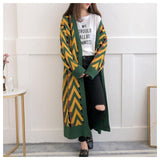 HSA Women Long Sweater Cardigans 2018 Autumn Winter Long Sweater Jacket Geometric Knit Cardigans Long Overcoat winter coat woman