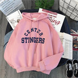 Zuolunouba High Street Knit Hooded Letter Lady Fleece Pullovers Ins Style Add Velvet Thick Sweater Women Autumn Winter Clothes