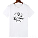 Wife mom boss print t shirt women casual cool summer t-shirt women short sleeve Tshirt