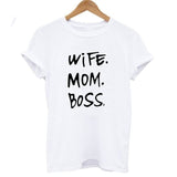 Wife mom boss print t shirt women casual cool summer t-shirt women short sleeve Tshirt